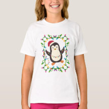 Penguin Lights Up the Holidays Christmas Tee 