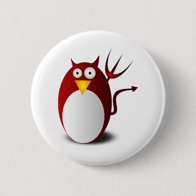 Penguin Linux Tux Ubuntu Devil Trident Lucifer 6 Cm Round Badge (Front)