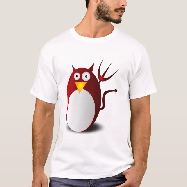 Penguin Linux Tux Ubuntu Devil Trident Lucifer T-Shirt (Front)