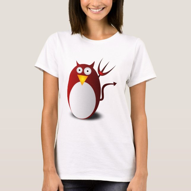 Penguin Linux Tux Ubuntu Devil Trident Lucifer T-Shirt (Front)