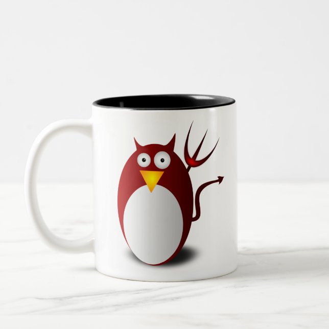 Penguin Linux Tux Ubuntu Devil Trident Lucifer Two-Tone Coffee Mug (Left)