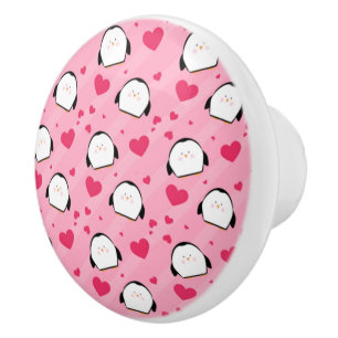 Penguin Love Ceramic Knob