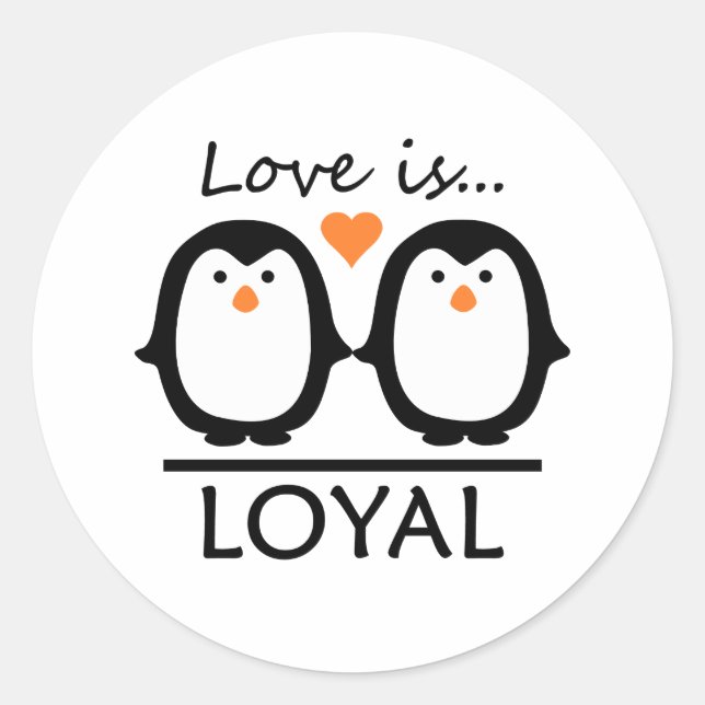 Penguin Love Classic Round Sticker (Front)