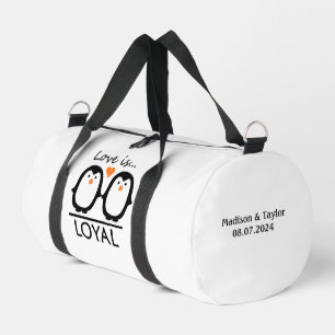 Penguin Love custom names & date Duffle Bag