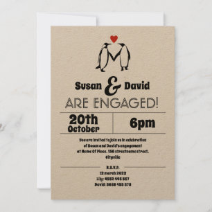Penguin Love Engagement Invitation