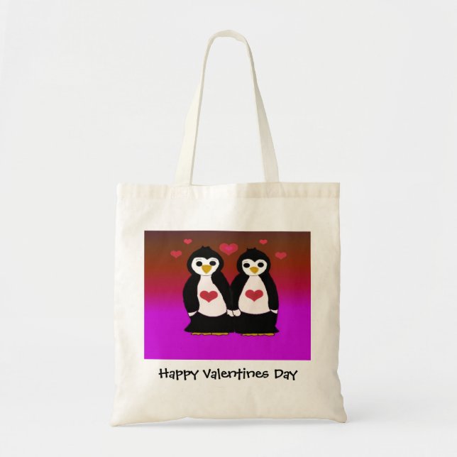 Penguin Love for Valentines Day Tote Bag (Front)