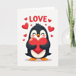 Penguin Love Heart Card