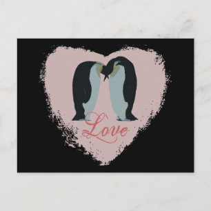 Penguin Love Heart Postcard