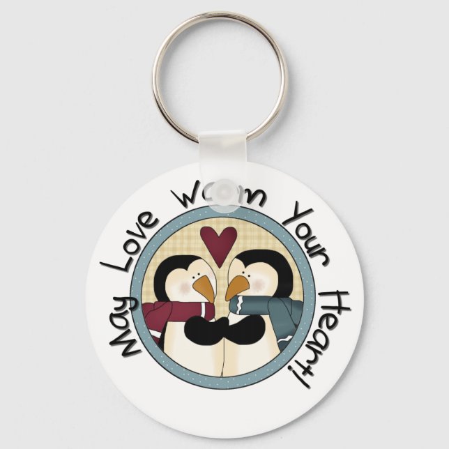 Penguin Love Holiday Tshirts and Gifts Key Ring (Front)