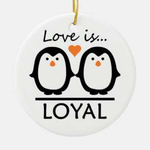 Penguin Love ornament, customise Ceramic Tree Decoration