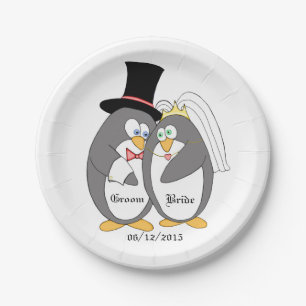 Penguin Love Paper Plate