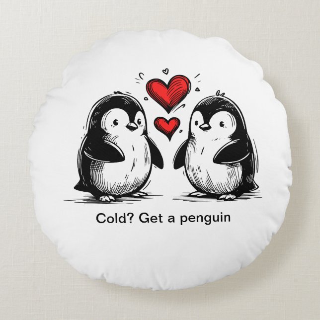 Penguin Love Parade Round Cushion (Front)