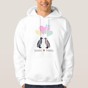 Penguin Love Personalised Couple Name Hoodie