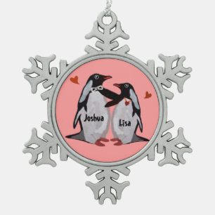 Penguin Love Snowflake Ornament