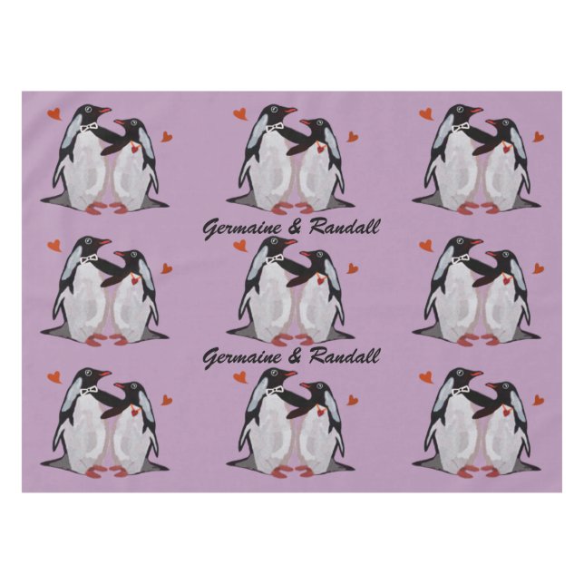 Penguin Love Table Cloth (Front (Horizontal))