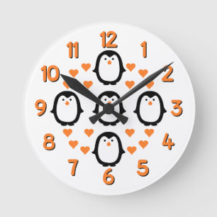 penguin Love wall clock