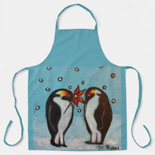 Penguin Love Whimsical Art Apron