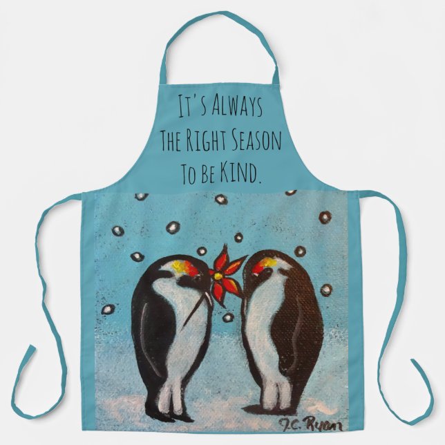 Penguin Love Whimsical Art Apron (Front)
