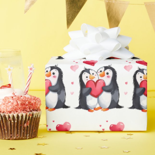 Penguin Love Wrapping Paper (Birthday Party)