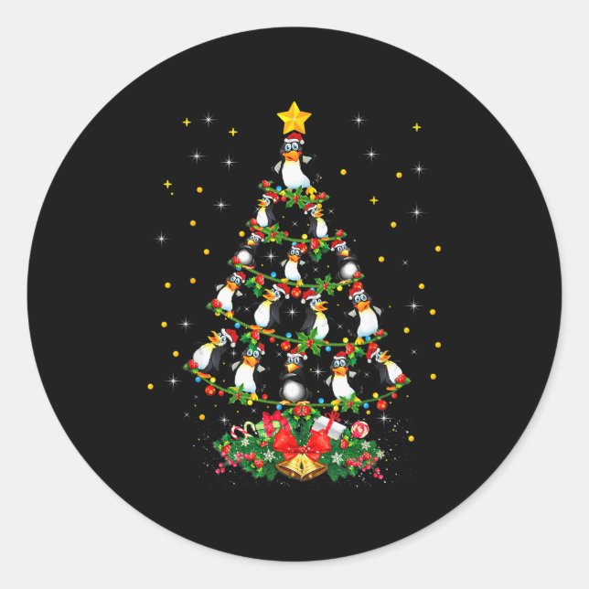 Penguin Lover Xmas Gift Matching Penguin Christmas Classic Round Sticker (Front)