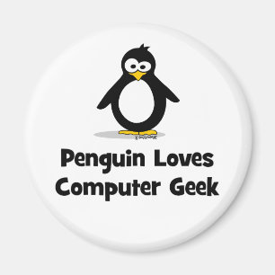 Penguin Loves Computer Geek Magnet