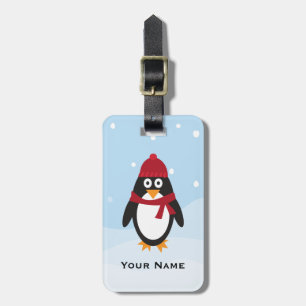 Penguin Luggage Tag Winter Holidays and Christmas