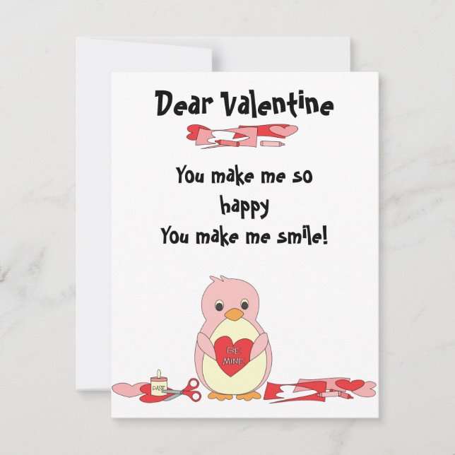 Penguin Making Valentines Holiday Card (Front)