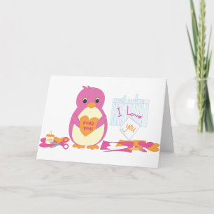 Penguin Making Valentines Holiday Card