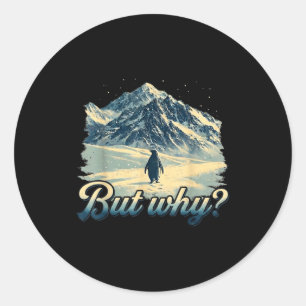 Penguin meme but why classic round sticker