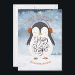 Penguin Merry And Bright Christmas Daughter Son Holiday Card<br><div class="desc">Cute penguin merry and bright Christmas card greeting for a child from mom and dad. A whimsical style for kids.</div>