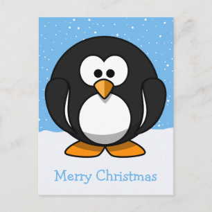 Penguin Merry Christmas Holiday Postcard