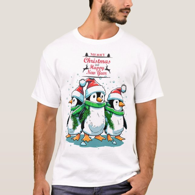 Penguin Merry Christmas T-Shirt (Front)