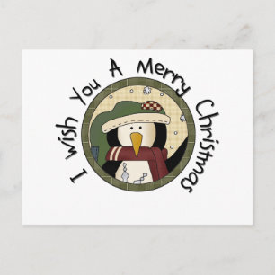 Penguin Merry Christmas T-shirts and Gifts Holiday Postcard