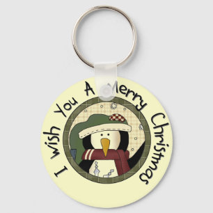 Penguin Merry Christmas T-shirts and Gifts Key Ring