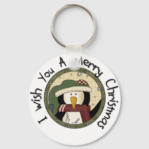 Penguin Merry Christmas T-shirts and Gifts Key Ring