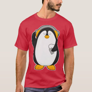 Penguin Mobile phone with Headset T-Shirt