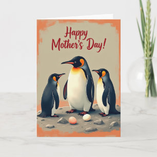 Penguin Mothers Day Family Card