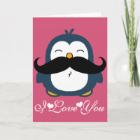 Penguin Moustache Trend I Love You