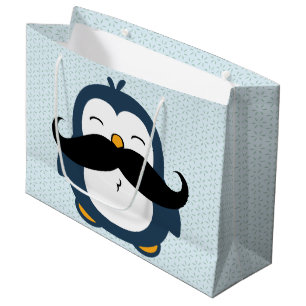 Penguin Moustache Trend Large Gift Bag