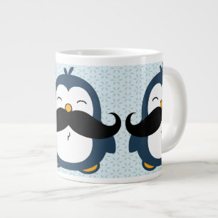 Penguin Moustache Trend Pattern Large Coffee Mug