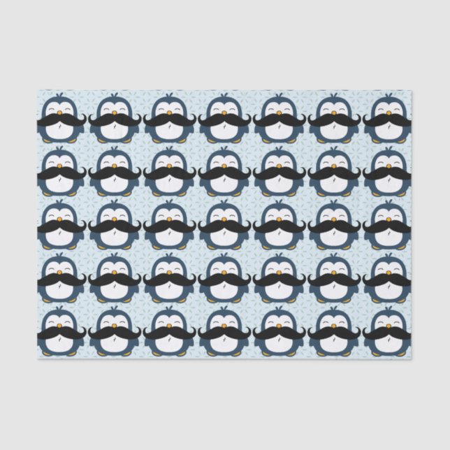 Penguin Moustache Trend Pattern Tissue Paper (Front)