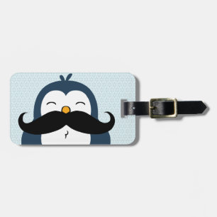 Penguin Moustache Trend Personalised Luggage Tag