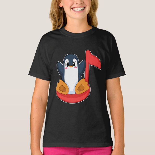 Penguin Muiscal note Music T-Shirt (Front)
