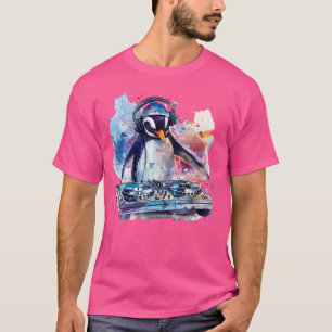 Penguin Music Dj Turntable Dj Penguin Techno House T-Shirt