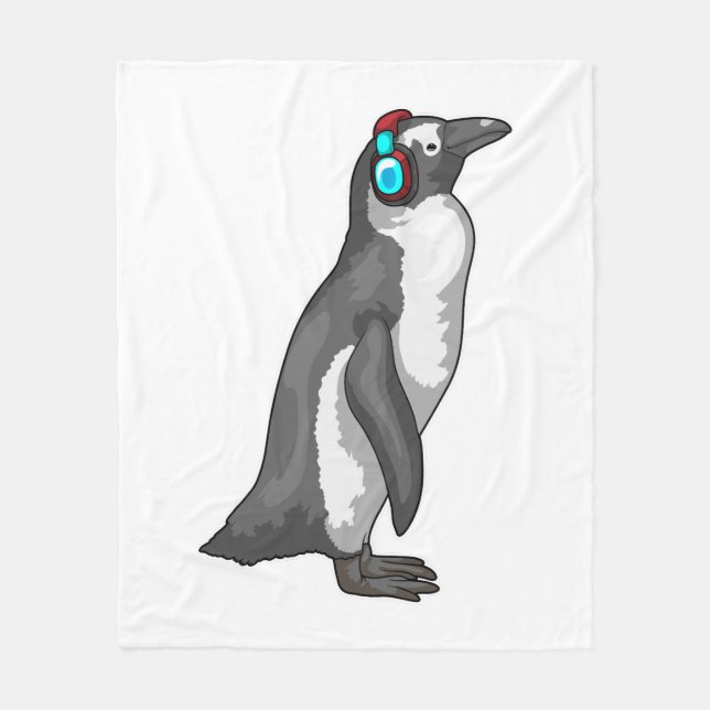 Penguin Music Headphone Fleece Blanket (Front)