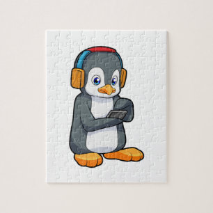 Penguin Music Headphone Jigsaw Puzzle