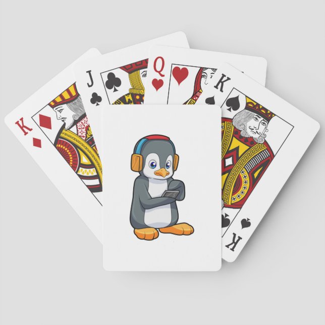 Penguin Music Headphone Playing Cards (Back)
