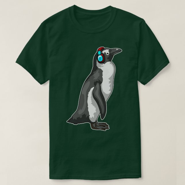 Penguin Music Headphone T-Shirt (Design Front)