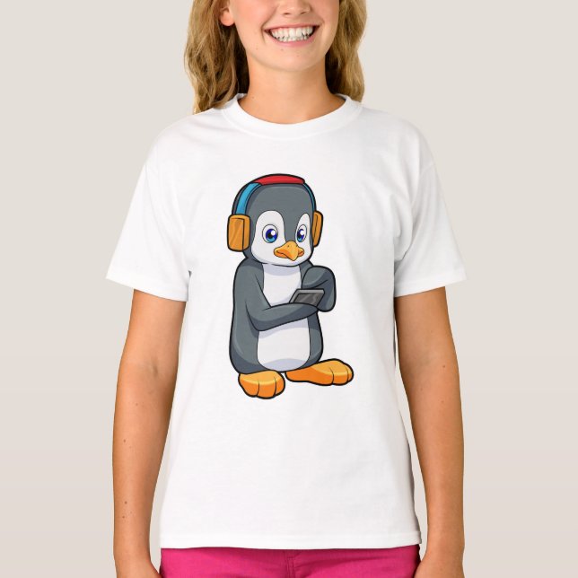 Penguin Music Headphone T-Shirt (Front)