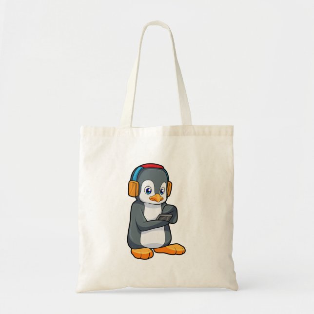 Penguin Music Headphone Tote Bag (Front)